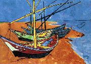 Vincent Van Gogh Boats on the Beach of Saintes-Maries France oil painting artist